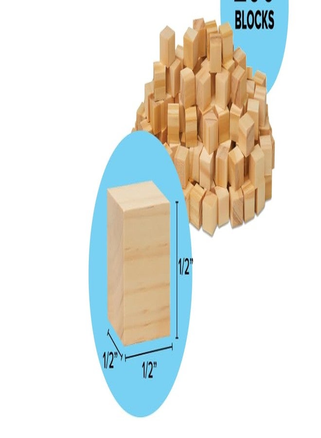 Ormango مكعبات خشبية غير مكتملة من أورمانجو مقاس 1/2 بوصة للأشغال اليدوية، مكعبات خشبية مربعة صلبة للفن والحرف اليدوية (250) - Image 3